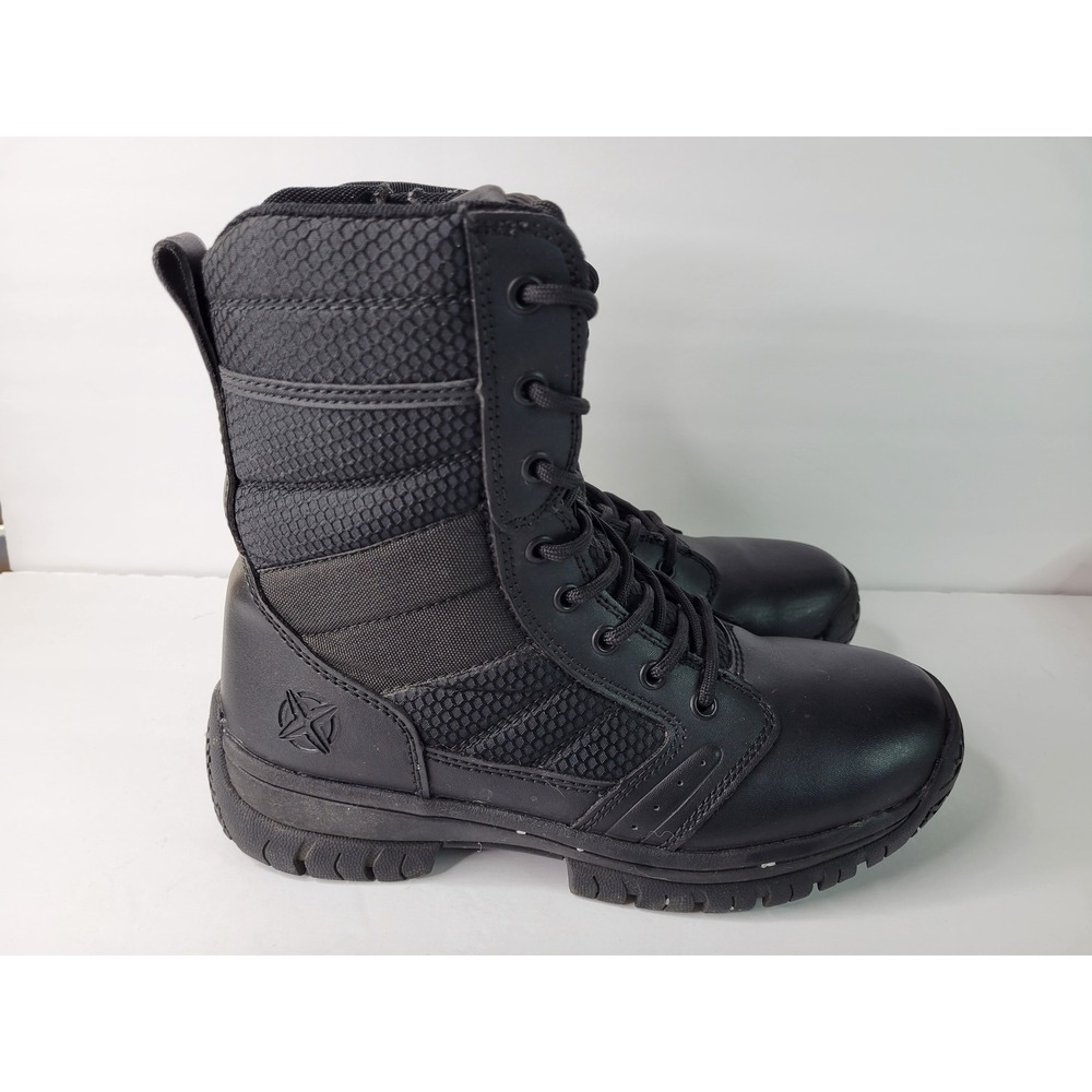 Black Tactical Side Zip Combat Boots Leather Mesh Utility‎ Work Boots Womens